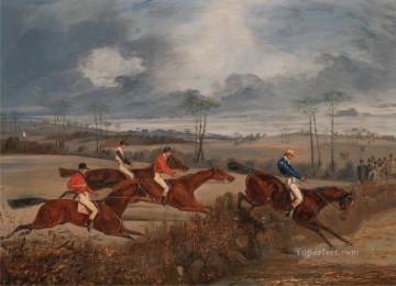 Henry Thomas Alken Scenes from a steeplechase Taking a Hedge cynegetic Oil Paintings